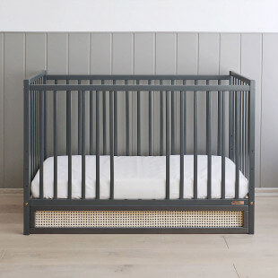 Lit bébé BOHO anthracite 120x60 à barreaux avec tiroir de rangement