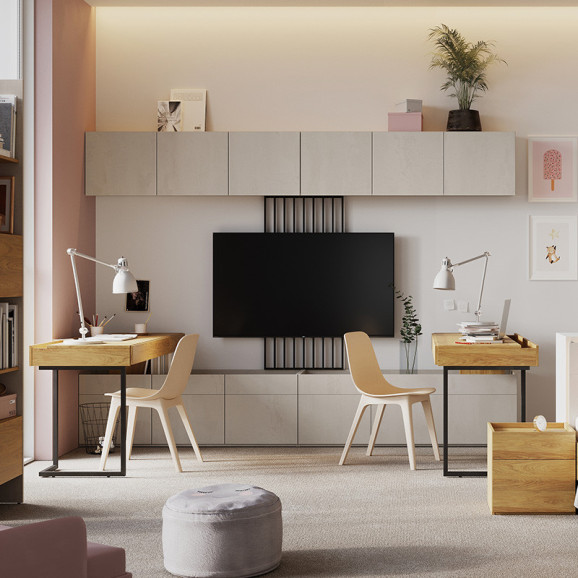 Ensemble avec deux bureaux complets TEEN FLEX 6 pour chambre double
