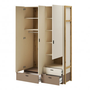 grande armoire avec étagère de couleur beige et truffe