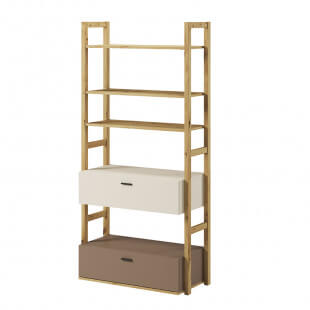 LENNY - Bibliothèque BEIGE ET TRUFFE 85 cm x 180 cm x 40 cm