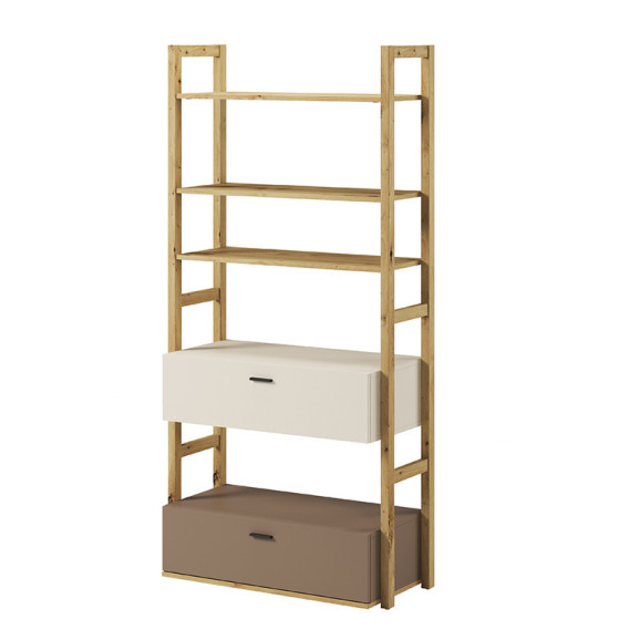 étagère en chêne artisan, beige et truffe à 7 étages collection LENNY