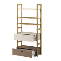 étagère en chêne artisan, beige et truffe à 7 étages collection LENNY