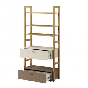étagère en chêne artisan, beige et truffe à 7 étages collection LENNY
