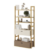 étagère en chêne artisan, beige et truffe à 7 étages collection LENNY