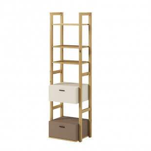 LENNY - PETITE BIBLIOTHEQUE BEIGE ET TRUFFE AVEC TIROIRS - 51cm x 180 cm x 40 cm