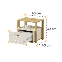 table de chevet avec tiroir et étagère de la collection LENNY