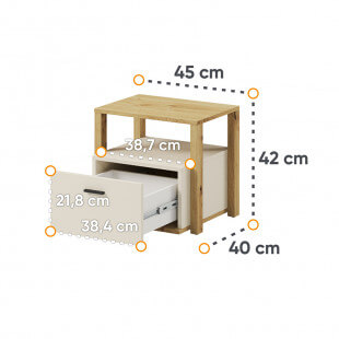 table de chevet avec tiroir et étagère de la collection LENNY