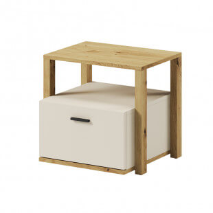LENNY - TABLE DE CHEVET AVEC TIROIR BEIGE ET TRUFFE 45 cm x 42 cm x 40 cm