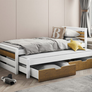 CALVIN - LIT GIGOGNE 2 COUCHAGES BLANC ET CHENE