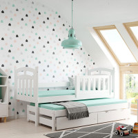 Lit gigogne blanc avec barrière anti-chute