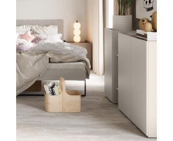 commode pour chambre avec 3 portes et 2 étagères ouvertes