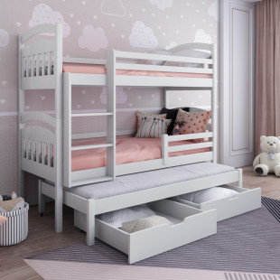 Joe 3 - Lit superposé 3 couchages avec tiroirs de rangement