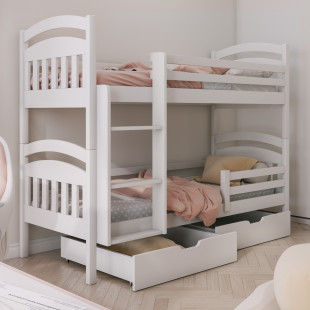 Joe 2 - Lit superposé Blanc en pin massif