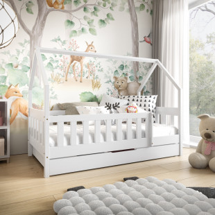 Lit Cabane blanc avec tiroir