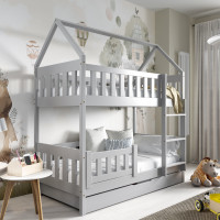 LIT CABANE SUPERPOSE avec tiroir couleur gris