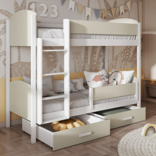 JORDAN - LIT SUPERPOSÉ 2 COUCHAGES AVEC TIROIRS DE RANGEMENT