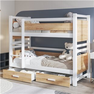 YANIS - Lit superposé 2 couchages avec tiroirs de rangement