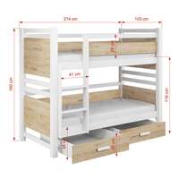 Lit superposé double YANIS dimension 90x200