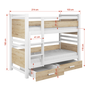 Lit superposé double YANIS dimension 90x200
