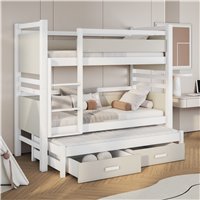 Lit superposé 3 personnes JANIS III Cachemire et blanc