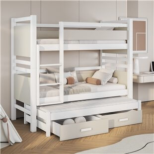 Lit superposé 3 personnes JANIS III Cachemire et blanc