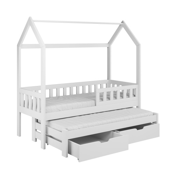 Lit gigogne cabane TYMON pour enfants, double couchage