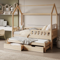 Lit gigogne cabane double TYMON Pin