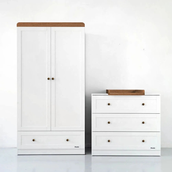 Commode à Langer Vintage – 3 Tiroirs, Plan Amovible, Noyer Clair