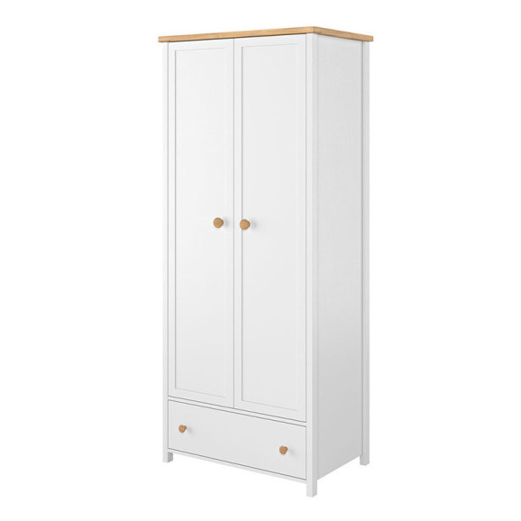 Armoire 2 portes blanche et chêne STORY