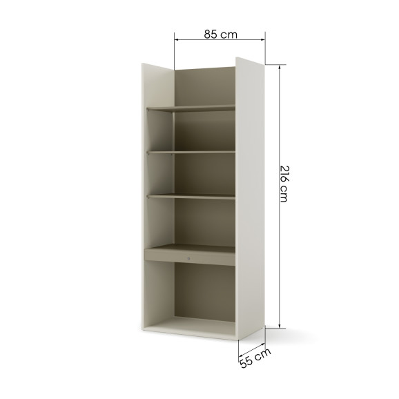 Bibliothèque champagne/eucalyptus pour la chambre ado