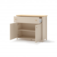 Commode beige et chêne STORY 2 portes + 1 tiroir