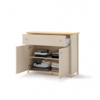 Commode beige et chêne STORY 2 portes + 1 tiroir