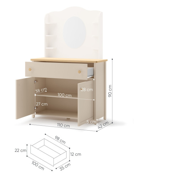 Commode beige et chêne vinzenza STORY avec option miroir