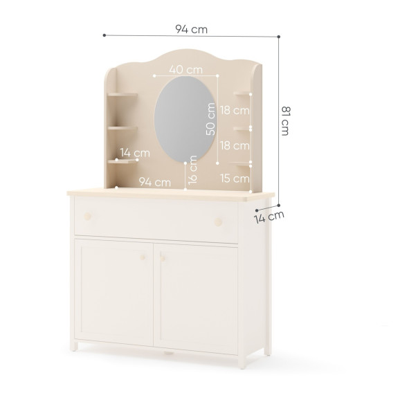 Commode beige et chêne vinzenza STORY avec option miroir