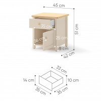 Chevet STORY 2 beige et chêne vinzenza pour chambre adolescent