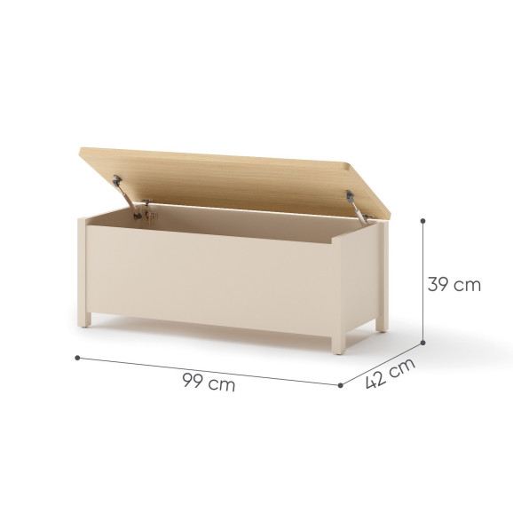 Coffre de rangement STORY 2 beige et chêne vinzenza