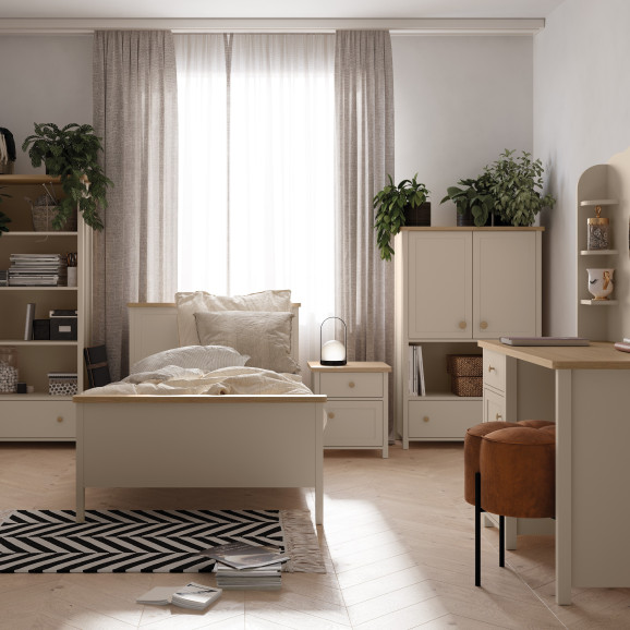 Commode haute STORY 2 beige et chêne Vincenza