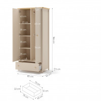 Armoire 2 portes beige et chêne vincenza STORY 2