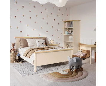 Lit junior blanc et chêne 200x90cm avec matelas adolescent