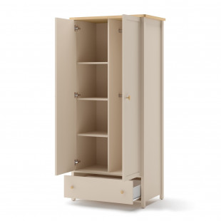 Armoire 2 portes beige et chêne vincenza STORY 2