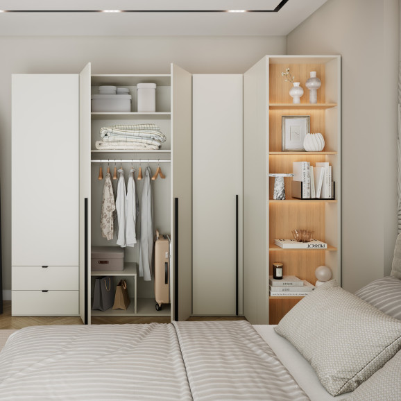 Bibliothèque champagne/chêne vincenza pour la chambre ado