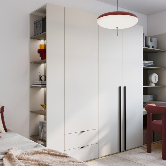 Bibliothèque champagne/eucalyptus pour la chambre ado