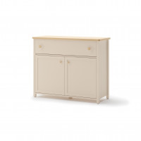 Commode beige et chêne STORY 2 portes + 1 tiroir