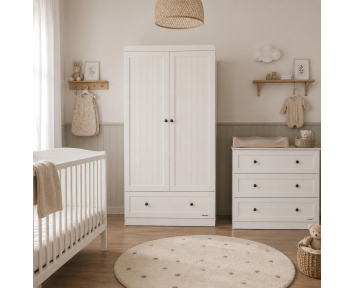 COUNTRY - Armoire blanc avec 2 portes et tiroir de rangement