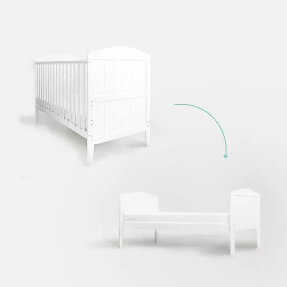 Lit bébé évolutif 70x140 cm blanc en pin massif – Hampton