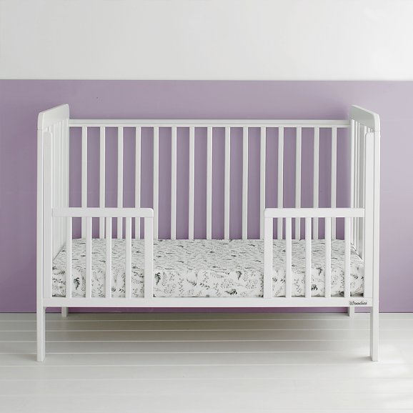 Star - Lit bébé blanc 60x120 cm avec la barrière ouverte