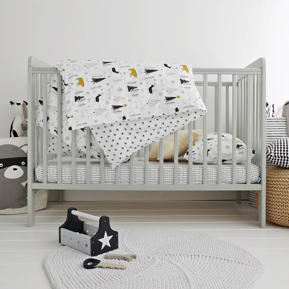 Lit bébé 60x120 cm gris avec barreaux amovibles – Star
