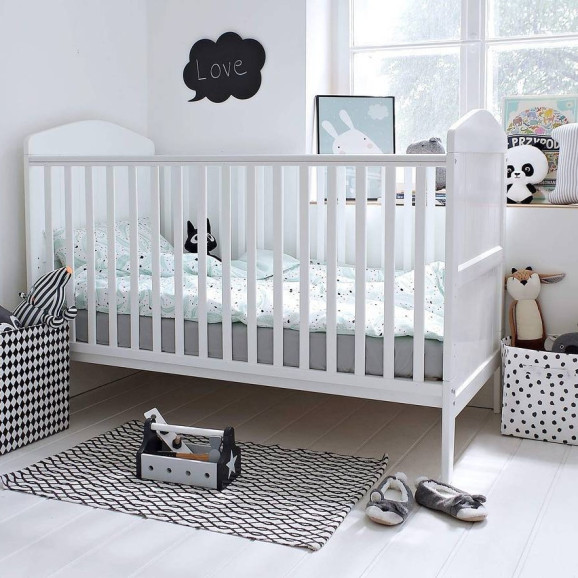 Lit bébé évolutif 70x140 cm blanc en pin massif – Hampton
