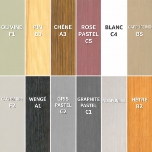 Échantillon de couleurs en pin massif