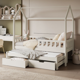 TIMOTHEE - Lit gigogne cabane 2 couchages